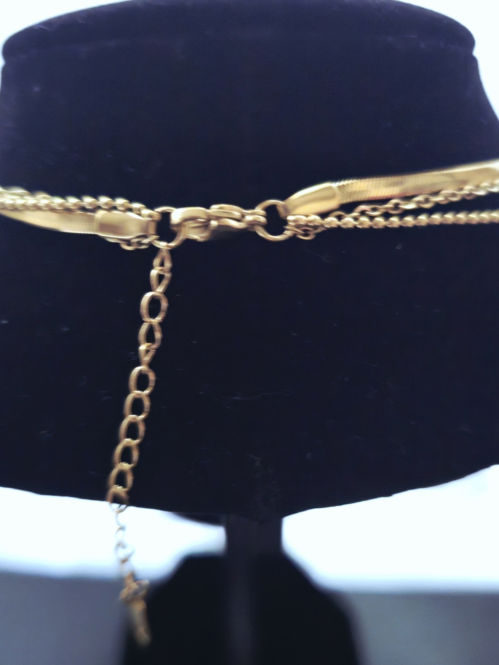 18K Gold Layered Necklace w/ Green Zircon Accent (B002) - Picture 7 of 12